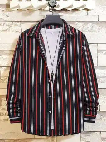 SheIn Men block striped shirt without top offer