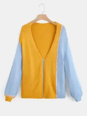 SheIn Plus two tone drop shoulder whipstitch detail cardigan offer
