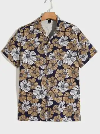 SheIn Shein men floral print button front shirt offer