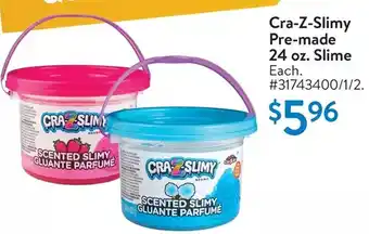 Walmart Cra-z-slimy pre-made 24 oz. slime offer