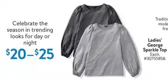 Walmart Ladies' george sparkle top offer