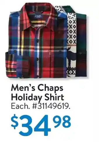 Walmart Men's chaps holiday shirt offer