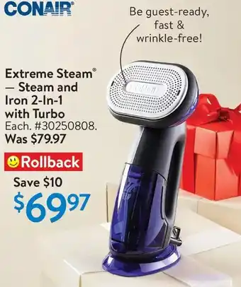 Walmart Conair extreme steam - steam and iron 2-in-1 with turbo offer