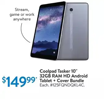 Walmart Coolpad tasker 10" 32gb ram hd android tablet + cover bundle offer