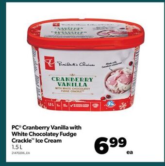 Real Canadian Superstore Pc® cranberry vanilla with white chocolatey fudge crackle™ ice cream, 1.5 l offer