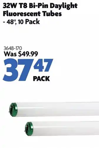 Home Hardware 32w t8 bi-pin daylight fluorescent tubes offer