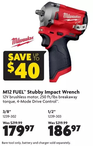 Home Hardware M12 fuel stubby impact wrench 3/8" | 1/2" offer