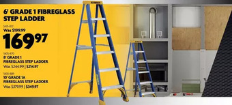 Home Hardware 6' grade 1 fibreglass step ladder | 8' grade 1 fibreglass step ladder | 10' grade 1a fibreglass step ladder offer
