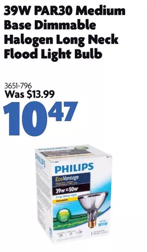 Home Hardware 39w par30 medium base dimmable halogen long neck flood light bulb offer