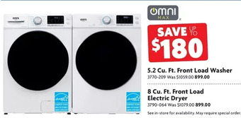 Home Hardware 5.2 cu. ft. front load washer | 8 cu. ft. front load electric dryer offer