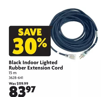 Home Hardware Black indoor lighted rubber extension cord offer