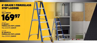 Home Hardware 6' grade 1 fibreglass step ladder | 8' grade 1 fibreglass step ladder | 10' grade 1a fibreglass step ladder offer