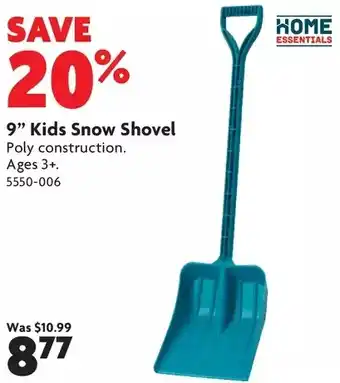 Home Hardware 9" kids snow shovel offer