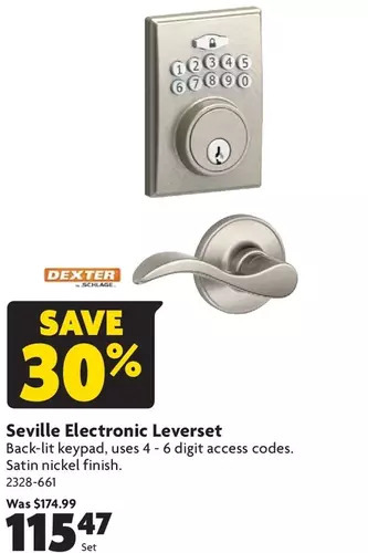 Home Hardware Seville electronic leverset offer