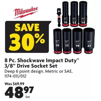 Home Hardware 8 pc. shockwave impact duty 3/8" drive socket set offer