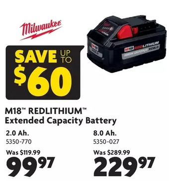 Home Hardware M18 redlithium extended capacity battery: 2.0 ah. | 8.0 ah. offer