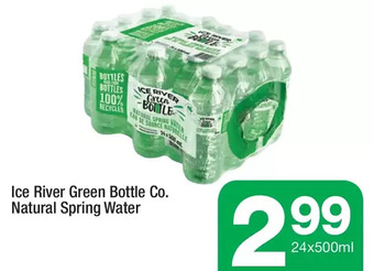 Highland Farms Ice river green bottle co. natural spring water offer