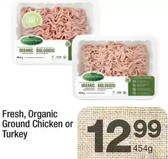 Highland Farms Fresh, organic ground chicken or turkey offer