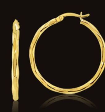 Charm Diamond 10k yellow gold 25mm twisted square tube hoops offer