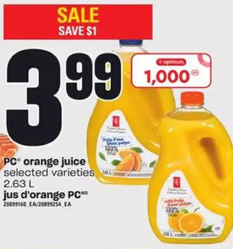 Independent Grocer Pc orange juice offer