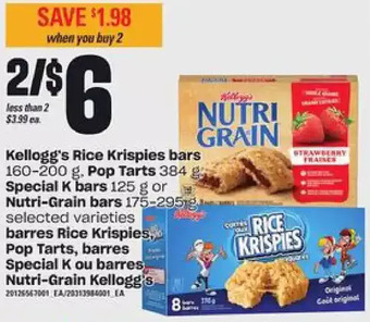 Independent Grocer Kellogg's rice krispies bars, pop tarts, special k bars or nutri-grain bars offer
