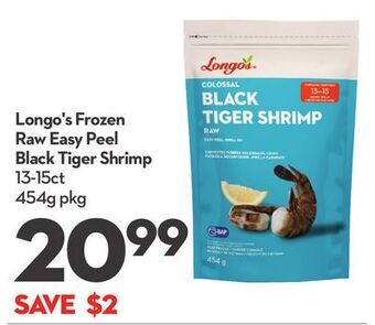 Longo's Longo's frozen raw easy peel black tiger shrimp offer