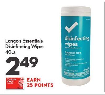 Longo's Longo's essentials disinfecting wipes offer