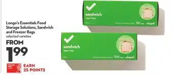 Longo's Longo's essentials food storage solutions, sandwich and freezer bags offer
