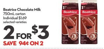Longo's Beatrice chocolate milk offer