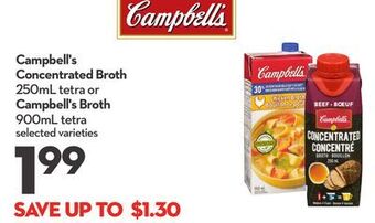 Longo's Campbell's concentrated broth 250ml tetra or campbell's broth 900ml tetra offer