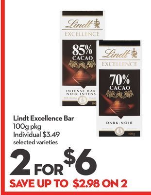 Longo's Lindt excellence bar offer