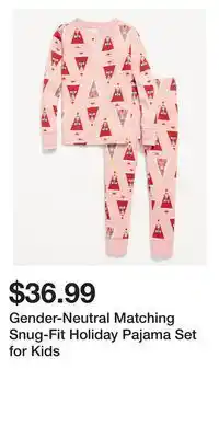 Old Navy Gender-neutral matching snug-fit holiday pajama set for kids offer