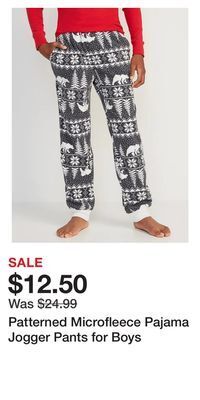Old Navy Patterned microfleece pajama jogger pants for boys offer