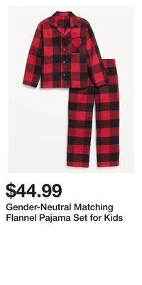 Old Navy Gender-neutral matching flannel pajama set for kids offer