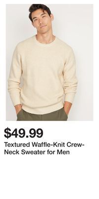 Old Navy Textured waffle-knit crew-neck sweater for men offer