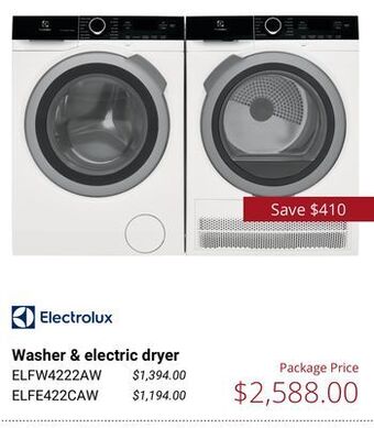 Electrolux washer & electric dryer