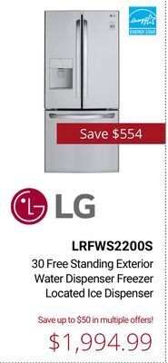 Canadian Appliance Source Lg 30 free standing exterior water dispenser freezer located ice dispenser offer