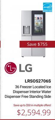 Canadian Appliance Source Lg 36 freezer located ice dispenser interior water dispenser free standing side offer