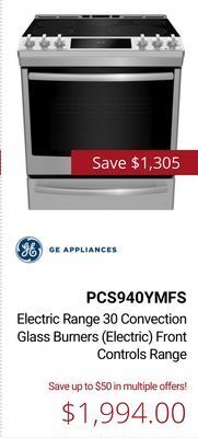 Canadian Appliance Source Ge electric range 30 convection glass burners (electric) front controls range offer