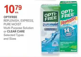 Guardian Pharmacy Optifree replenish, express, pure moist multi-purpose solution or clear care offer