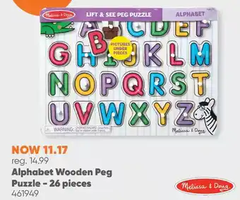 Toys R us Melissa & doug see-inside alphabet wooden peg puzzle - 26 pieces - english edition offer
