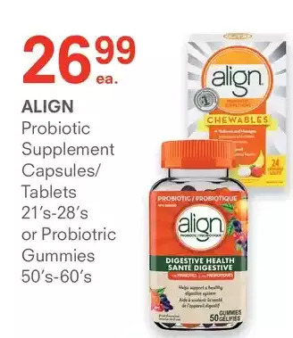 Guardian Pharmacy Align probiotic supplement capsules/tablets or probiotic gummies offer