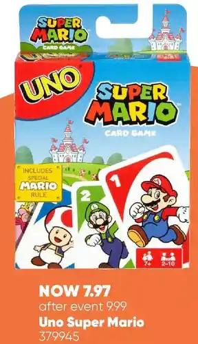 Toys R us Uno super mario card game offer