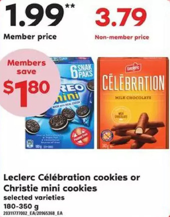 Zehrs Markets Leclerc célébration cookies or christie mini cookies offer