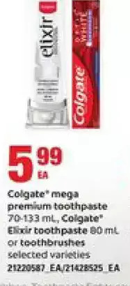 Zehrs Markets Colgate mega premium toothpaste, colgate elixir toothpaste or toothbrushes offer