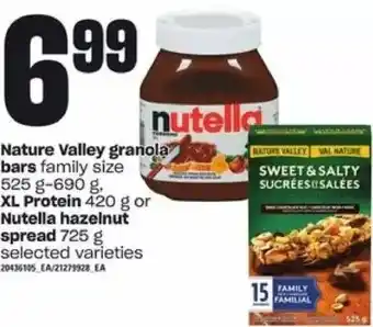 Loblaws Nature valley granola bars, xl protein or nutella hazelnut spread offer