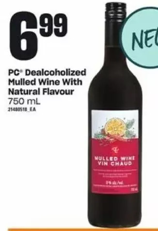 Loblaws Pc dealcoholized mulled wine with natural flavour offer
