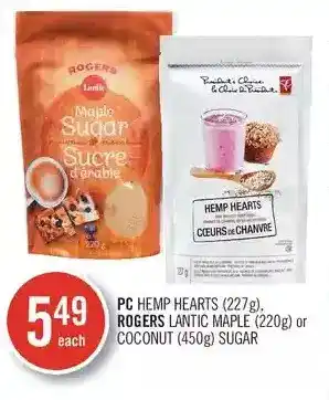 Shoppers Drug Mart Pc hemp hearts, rogers lantic maple or coconut sugar offer