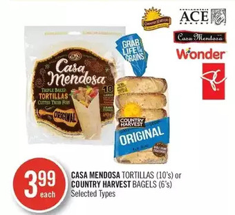 Shoppers Drug Mart Casa mendosa tortillas or country harvest bagels offer
