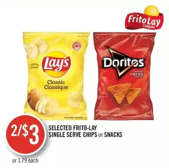 Shoppers Drug Mart Frito-lay single serve chips or snacks offer